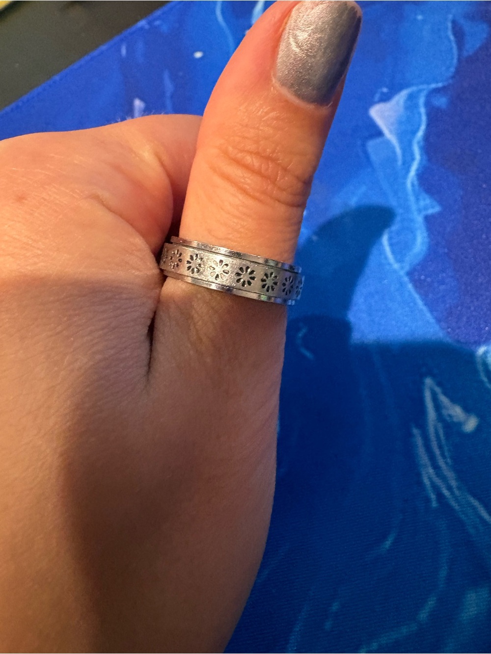 Silver Fidget Spinner FloralRing